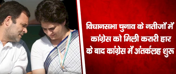 विधानसभा चुनाव के नतीजों में कांग्रेस को मिली करारी हार के बाद कांग्रेस में अंतर्कलह शुरू